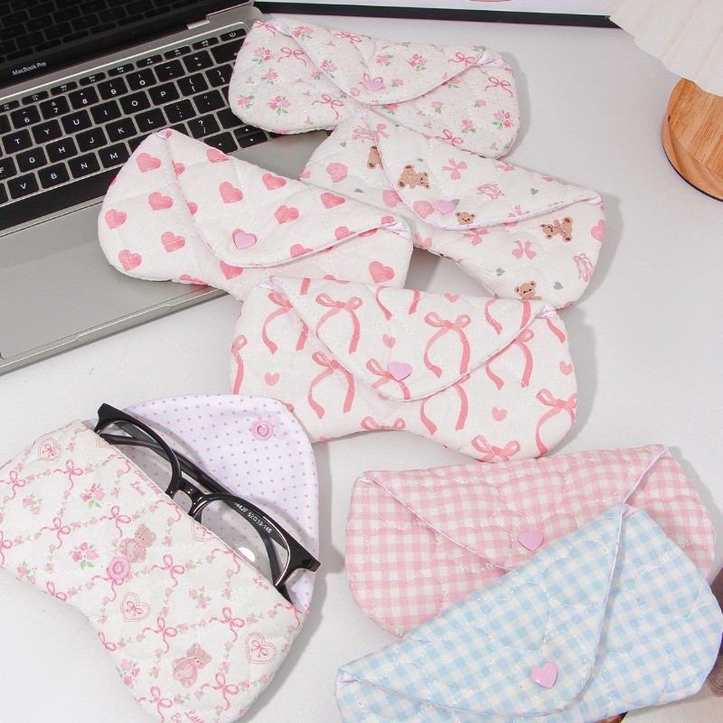 Travel Accessories Kmart - Ins Korean Plaid Fabric Heart Eyeglasses