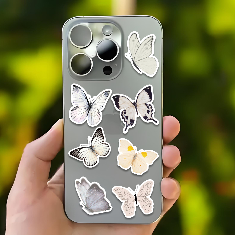 50pcs White Butterfly Sticker  - Sticker Luggage Decorative 评论和价格