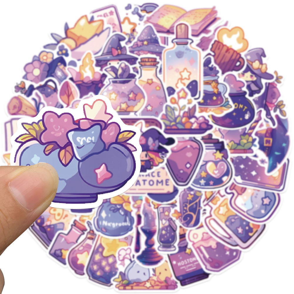 50pcs Purple Magic Witch Potio - Sticker Luggage Decorative 评论和价格