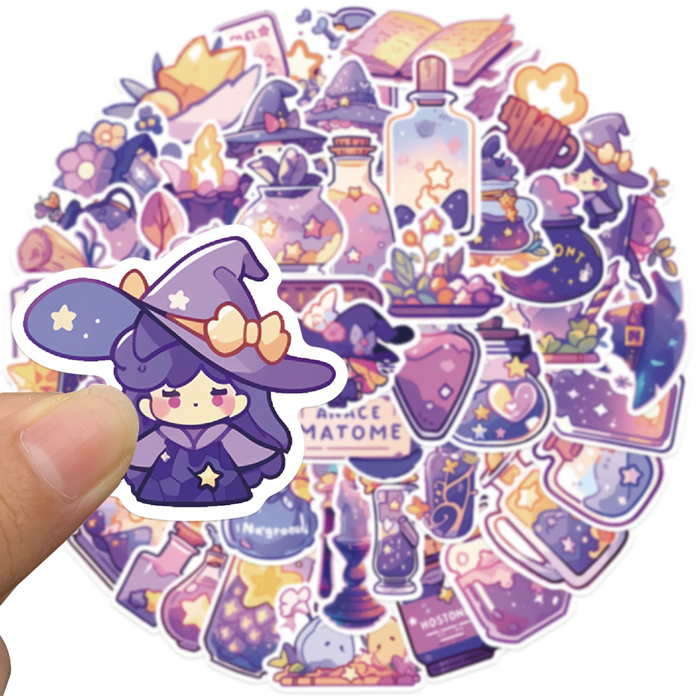 50pcs Purple Magic Witch Potio - Sticker Luggage Decorative 评论和价格