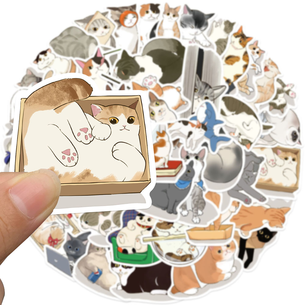 50pcs Cute Gaze Cat Sticker Ca - Sticker Luggage Decorative 评论和价格
