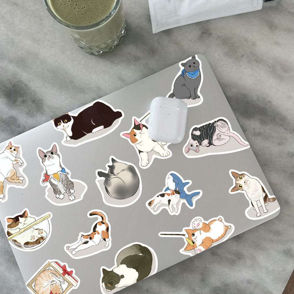 50pcs Cute Gaze Cat Sticker Ca - Sticker Luggage Decorative 评论和价格
