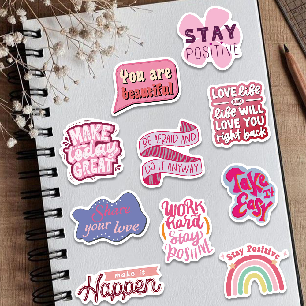 50pcs Pink Inspirational Phras - Sticker Luggage Decorative 评论和价格